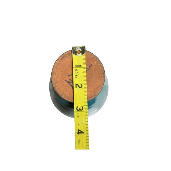 Handmade Blue Ceramic Vase – Signed Artisan Pottery, Wheel-Thrown Stoneware Vase - Picture 6 of 8